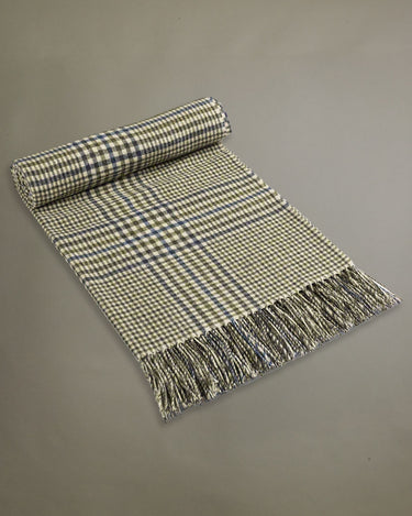 Yarrow Check Lambswool Blanket Green